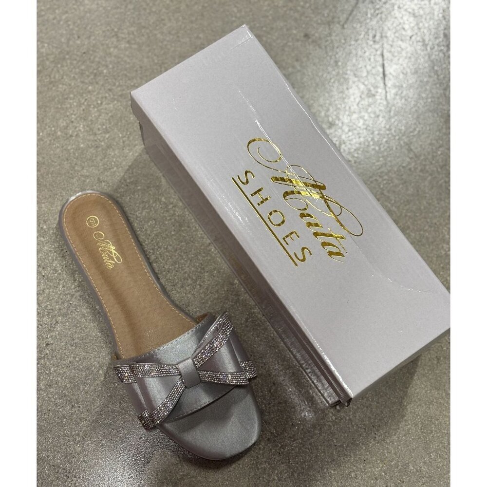 MATA SHOES / Welcome / Silver / Embellished Slide /  Sandals / Size 9 - Picture 6 of 7